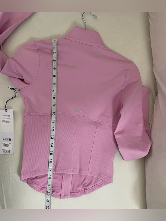 Alo Yoga NWT Airbrush Corset Full Zip Jacket Candy Heart Pink Size XS - Picture 11 of 11